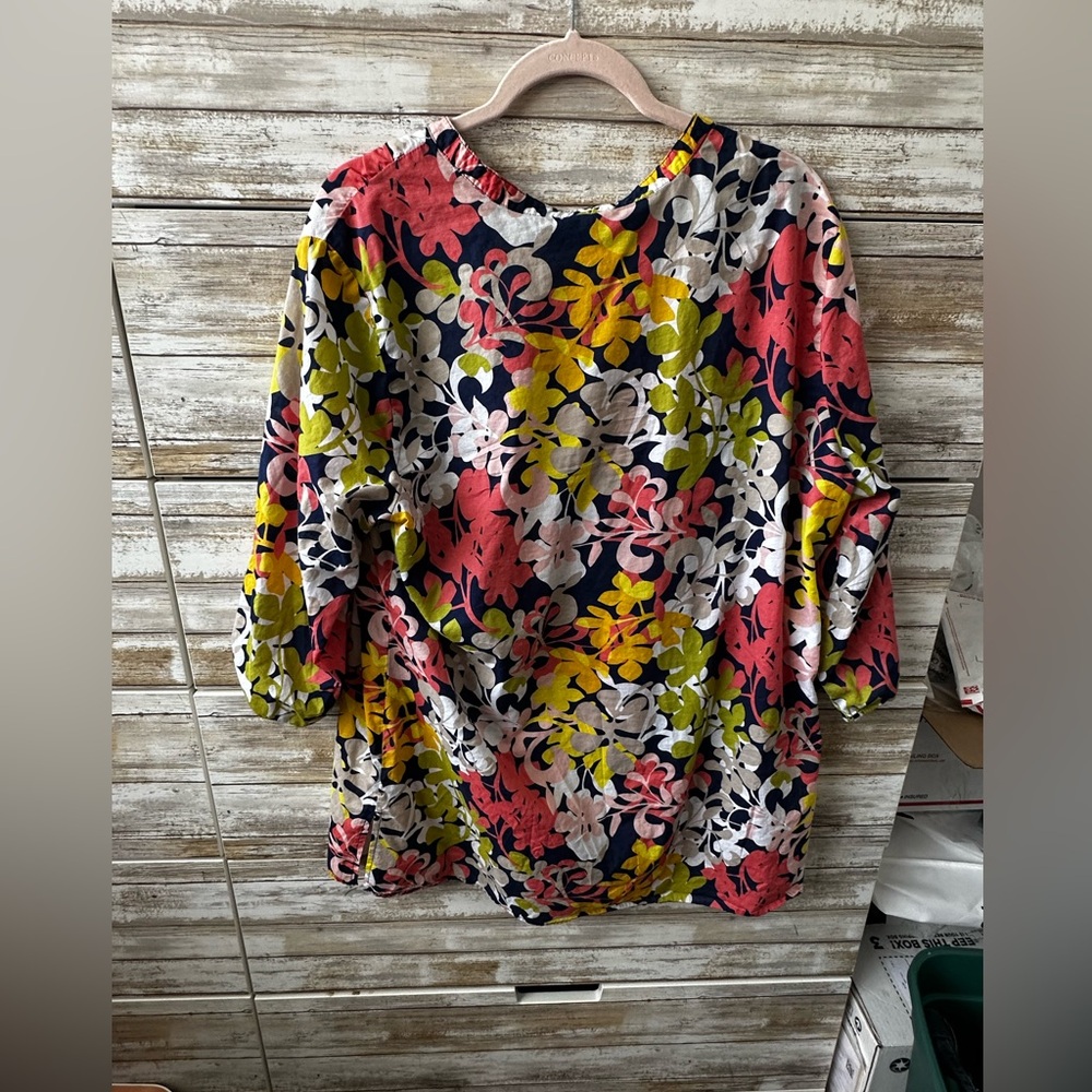 🌸 Old Navy Floral Tunic Top XL Boho Lightweight Blouse - Picture 5 of 10